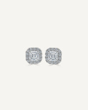 Asscher Diamond Drop Single Halo Earrings