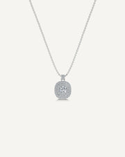 Cushion Diamond Drop Double Halo Pendant