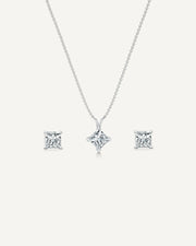 0.50CT Diamond Princess Pendant Set