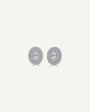 Oval Diamond Drop Double Halo Earrings