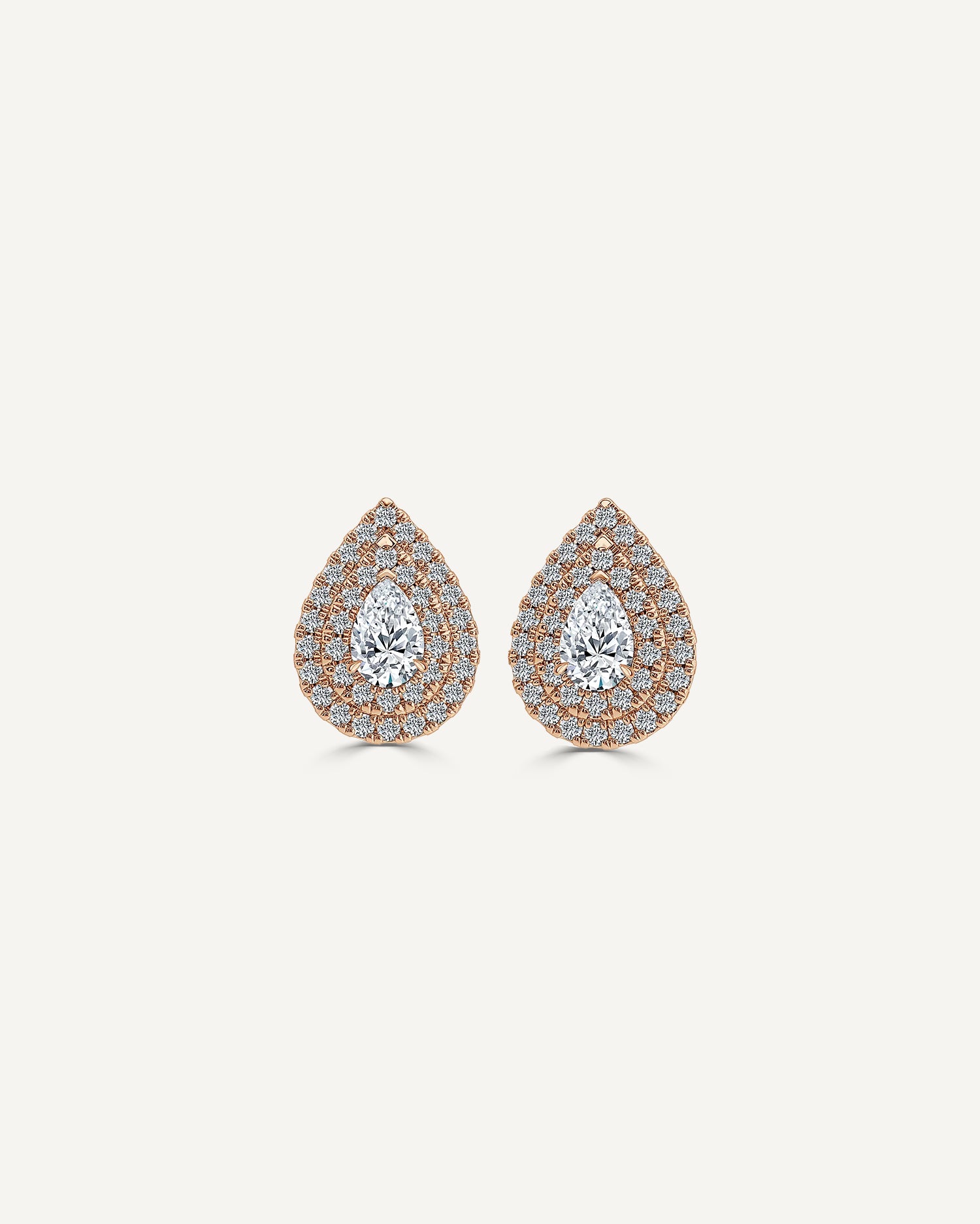 Pear Diamond Drop Double Halo Earrings