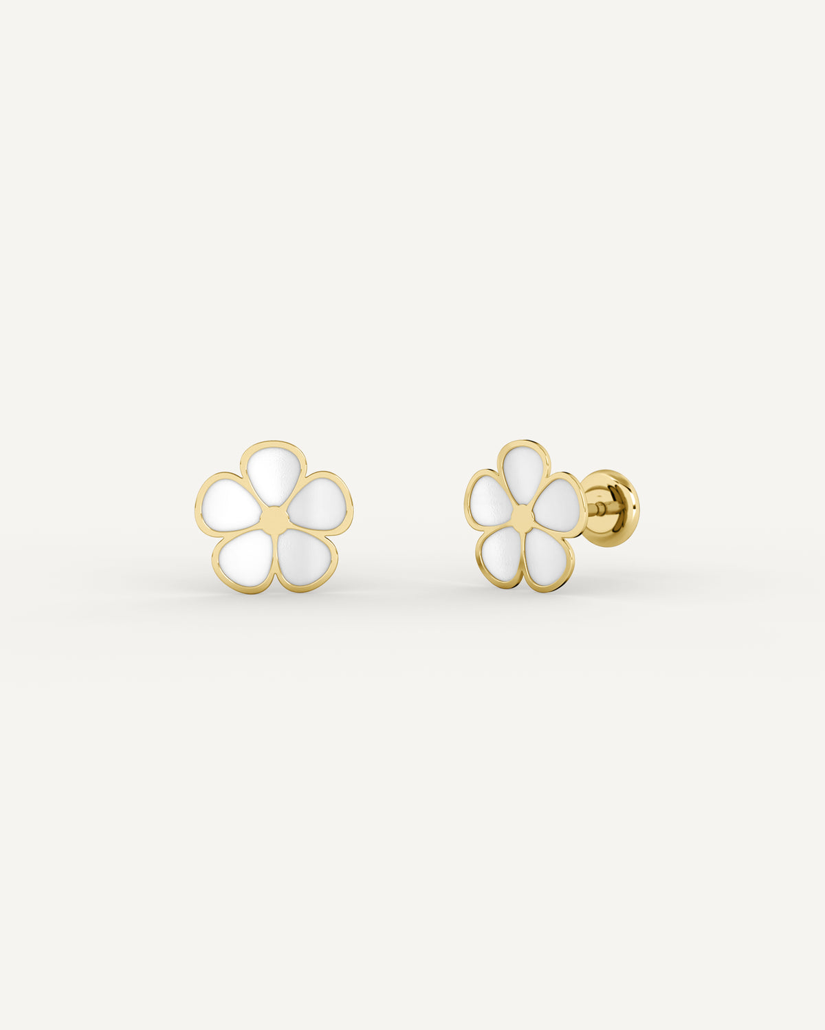 Pearl Flower 18K Yellow Gold Kids Earrings