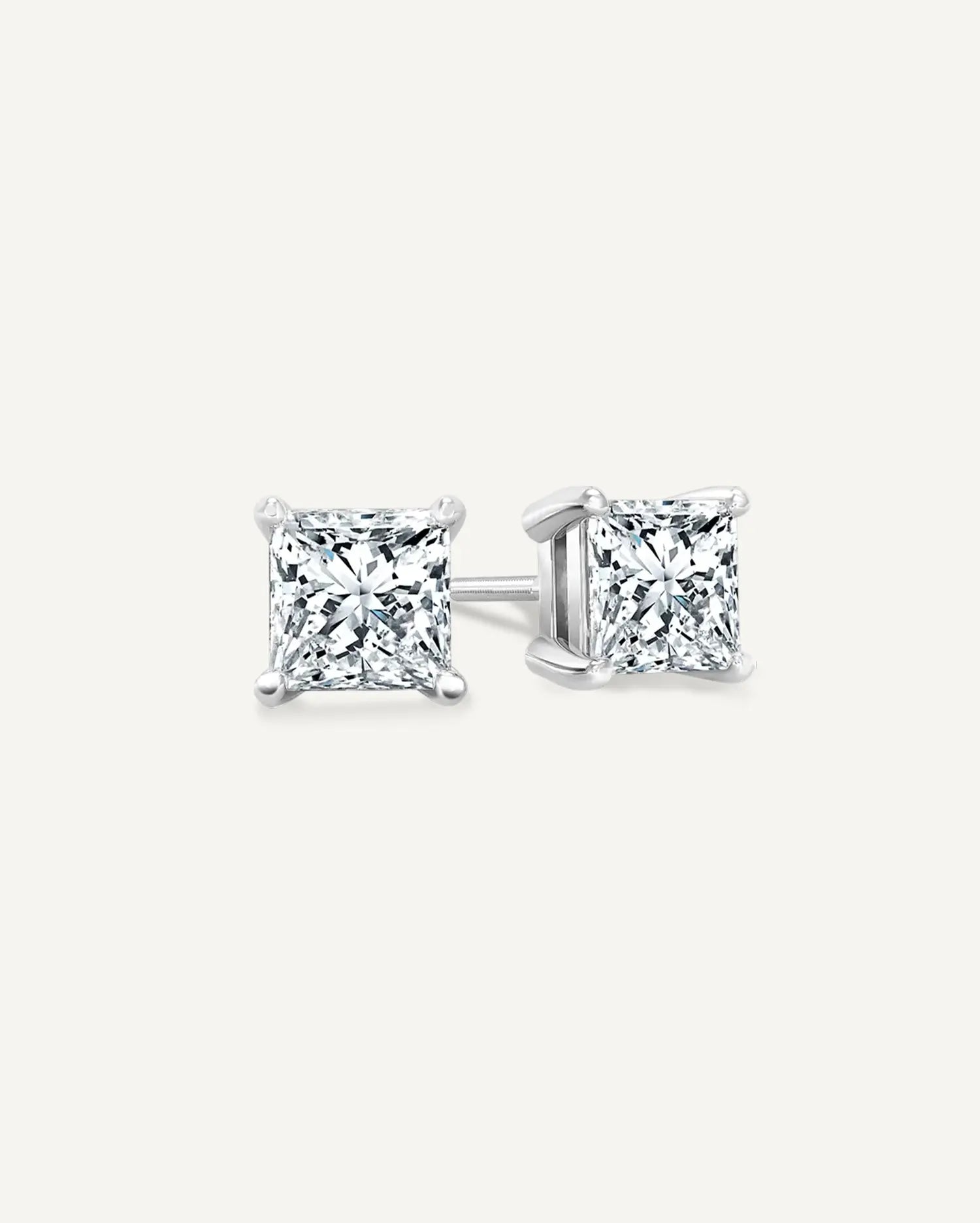 1.00CT TDW GIA Certified Diamond Princess-Cut Stud Earrings