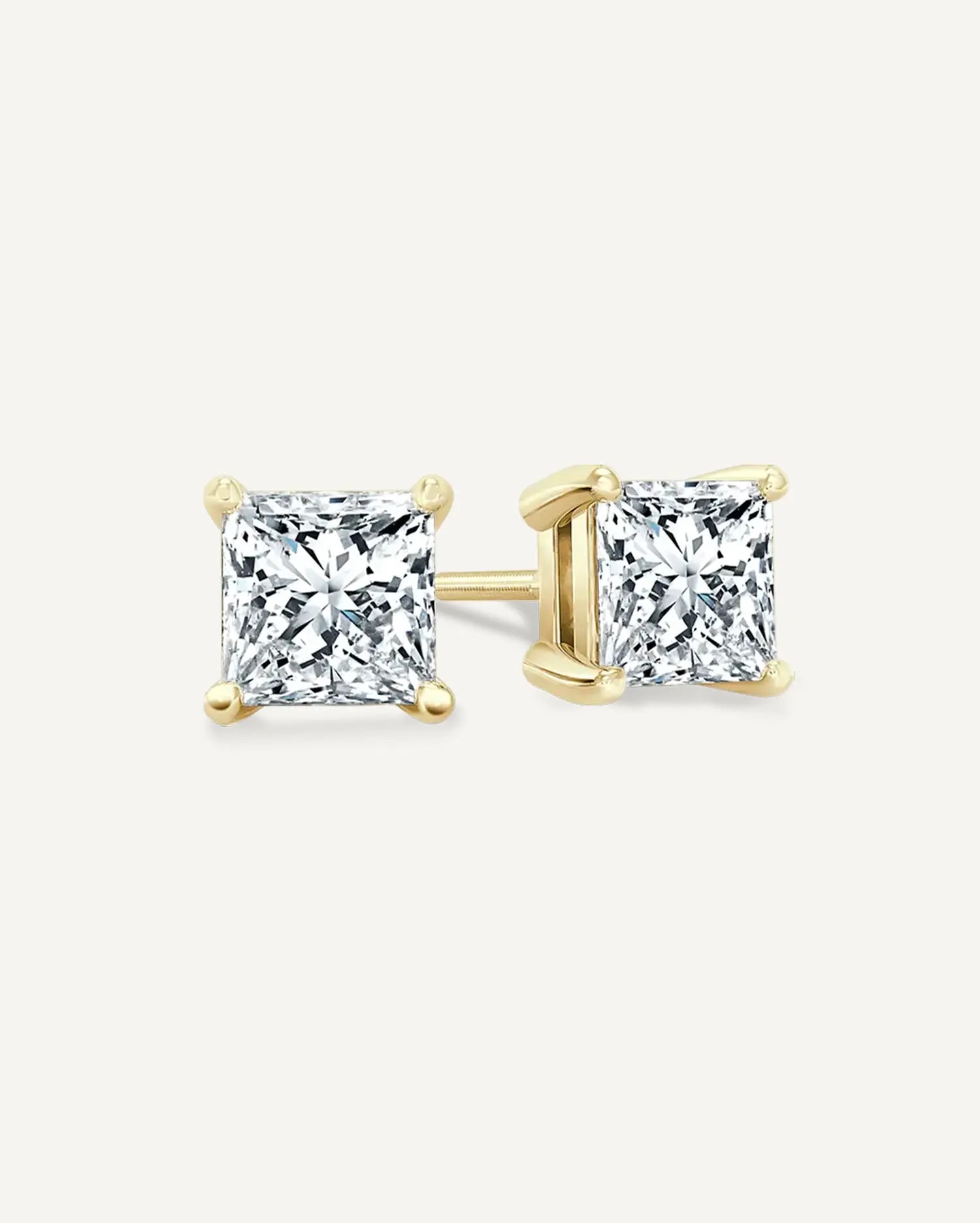 1.80CT TDW GIA Certified Diamond Princess-Cut Stud Earrings