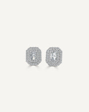 Radiant Diamond Drop Double Halo Earrings