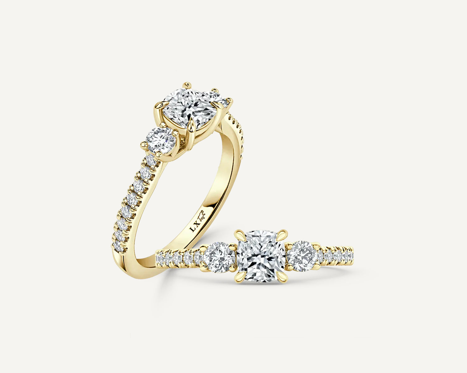 Cushion Trinity Engagement Ring