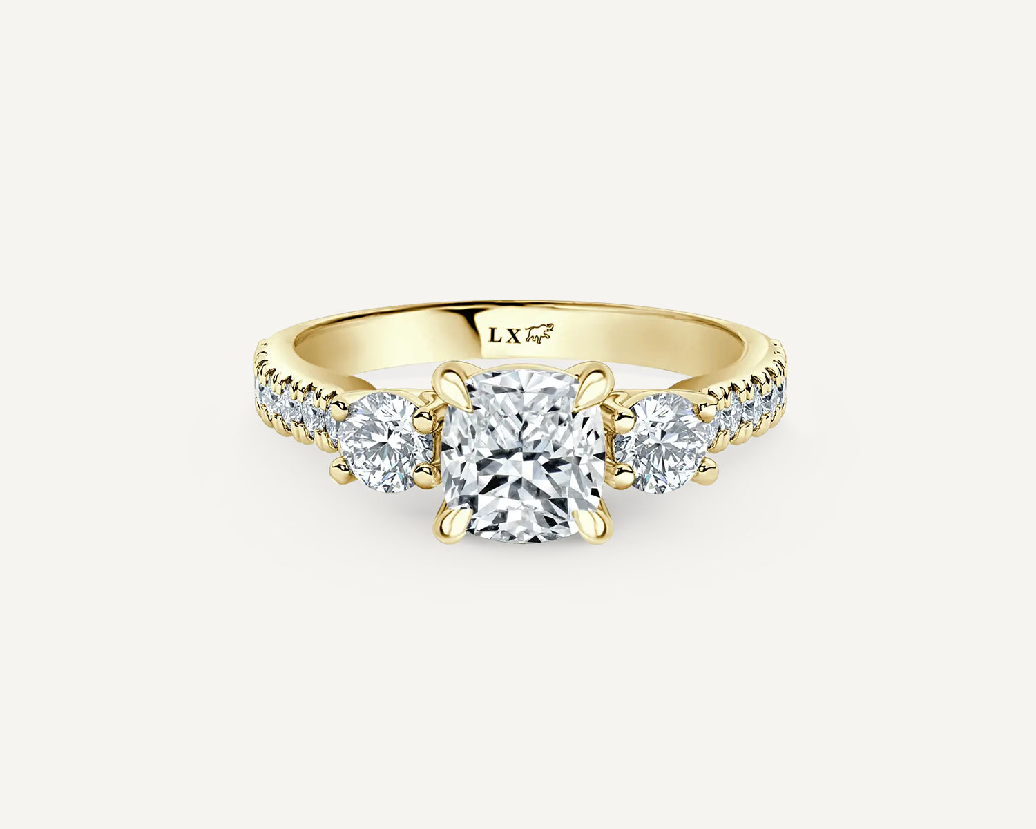 Cushion Trinity Engagement Ring